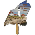 Maine State Stock Shape Fan w/ Wooden Stick